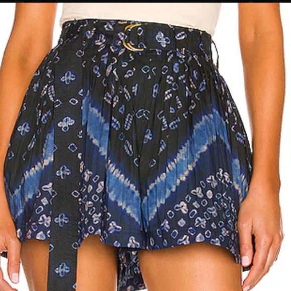 Ulla Johnson Pants - Ulla Johnson Black and Blue Patterned Shorts